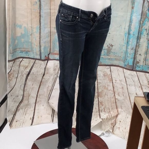 Express Womans Misses 21 Dark Wash Skinny Jeans with Embroidery on back pockets - Picture 4 of 9